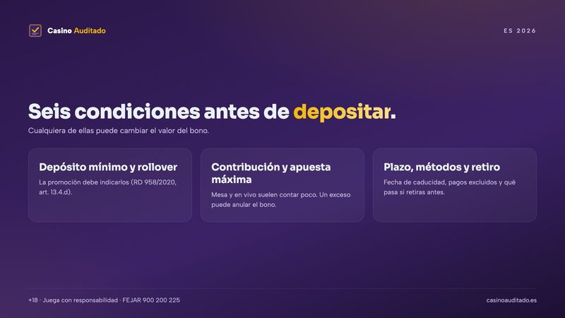 Condiciones de un bono de bienvenida que hay que leer antes de depositar