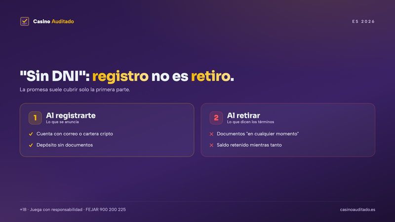 Qué significa casino sin DNI: registro rápido frente a verificación antes del retiro