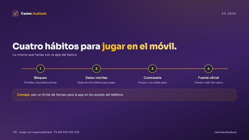 Cuatro hábitos de seguridad al usar apps de casino en el móvil