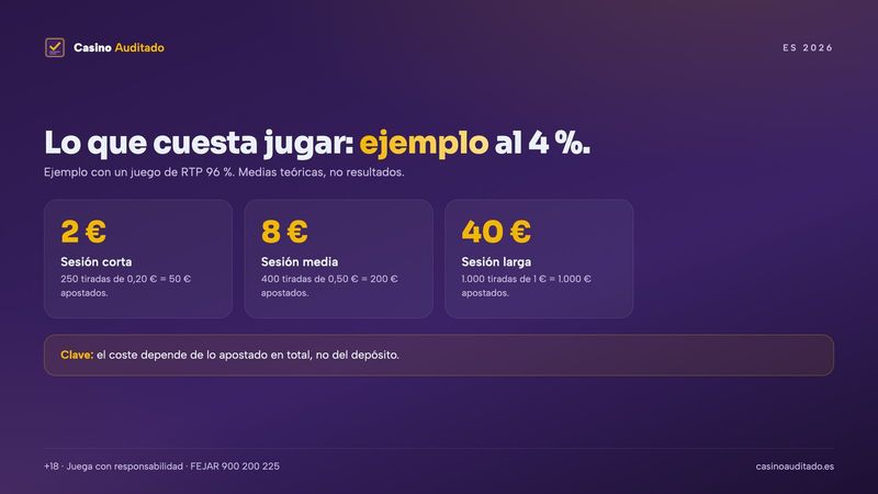 Ejemplo de coste medio al jugar en un casino online con dinero real según la apuesta y el tiempo