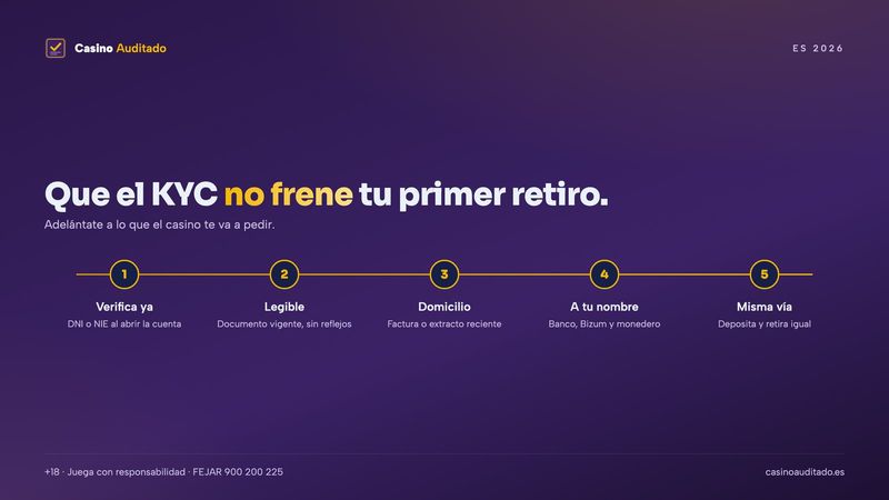 Cinco pasos para que la verificación KYC no retrase tu primer retiro en un casino